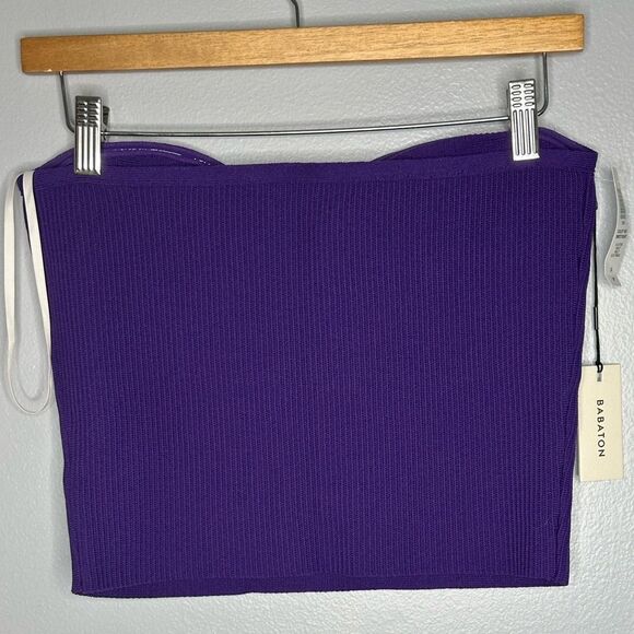 Babaton Sculpt Knit Sweetheart Top L Violet Purple NWT Versatile Flattering - Picture 2 of 4